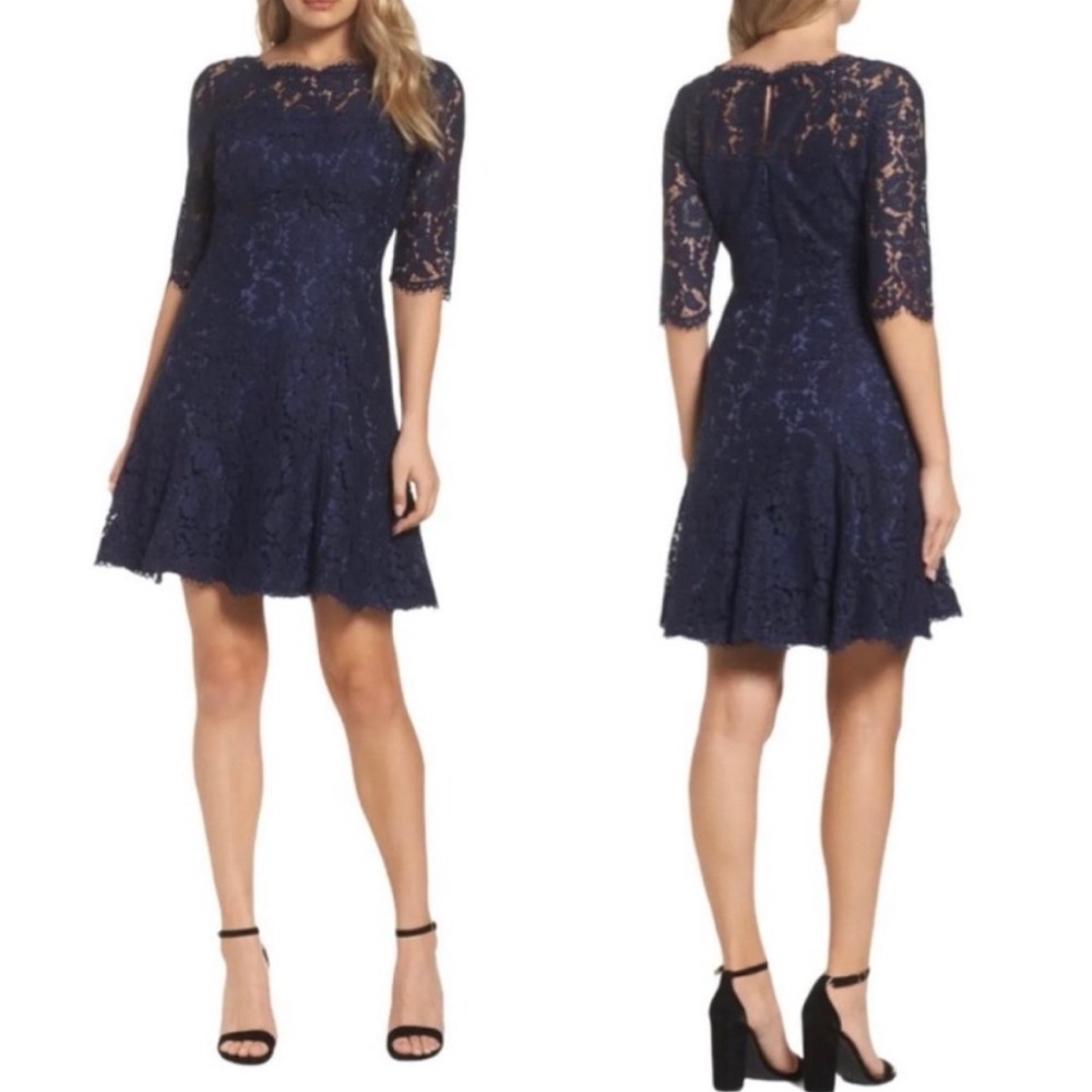 NEW Eliza J Fit and Flare Lace Tulip Dress